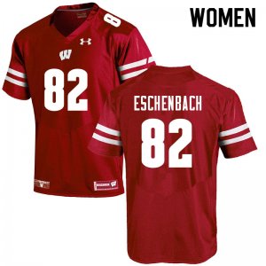 Women's Wisconsin Badgers NCAA #82 Jack Eschenbach Red Authentic Under Armour Stitched College Football Jersey IT31B50JS